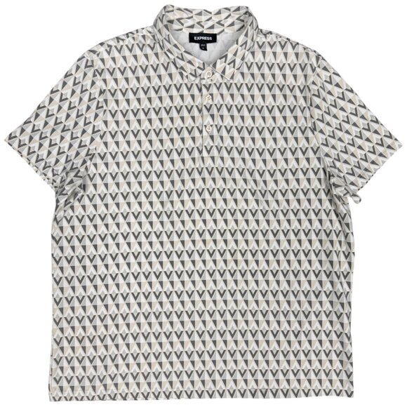 EUC Men's EXPRESS Geometric Print Polo Shirt Short Sleeve- Size XL - Picture 2 of 8